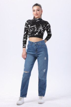 23809-MAVI Mom Jeans Kot Pantolon